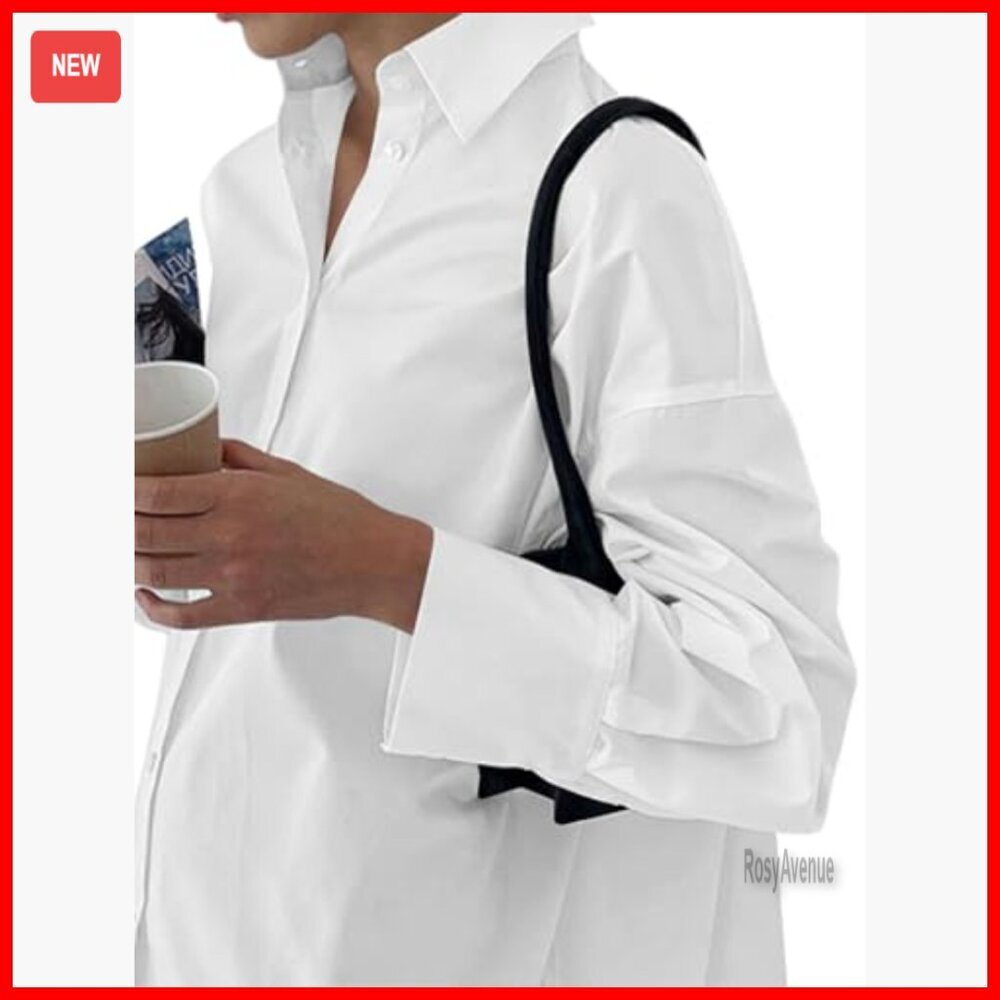 Women's Casual Shirt Dress Long Sleeve Button Down Mini A-Line - Picture 3 of 7